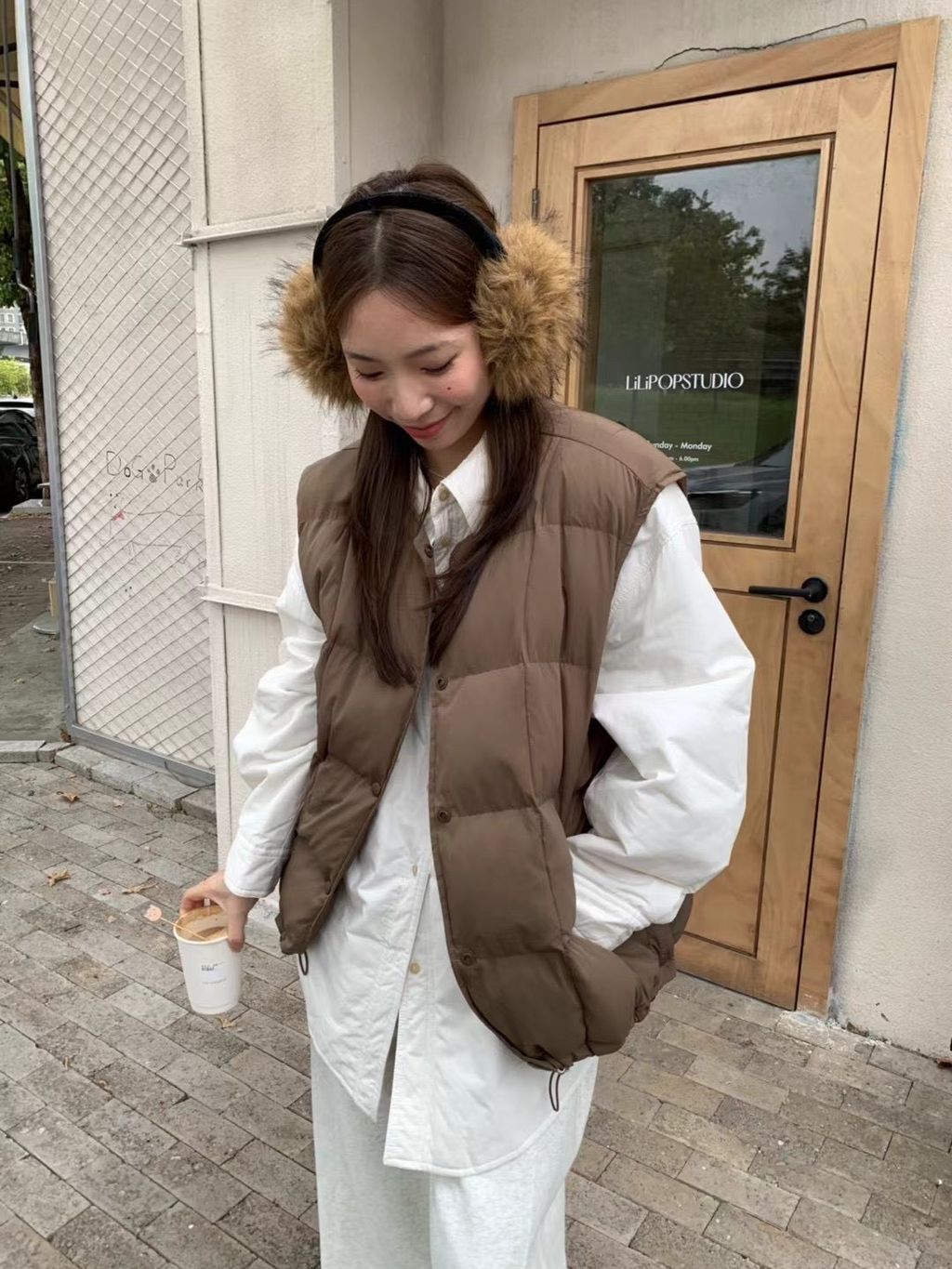 防風鋪棉側開釦背心5