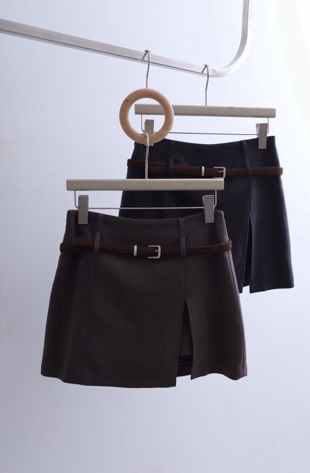 側開叉附皮帶褲裙2