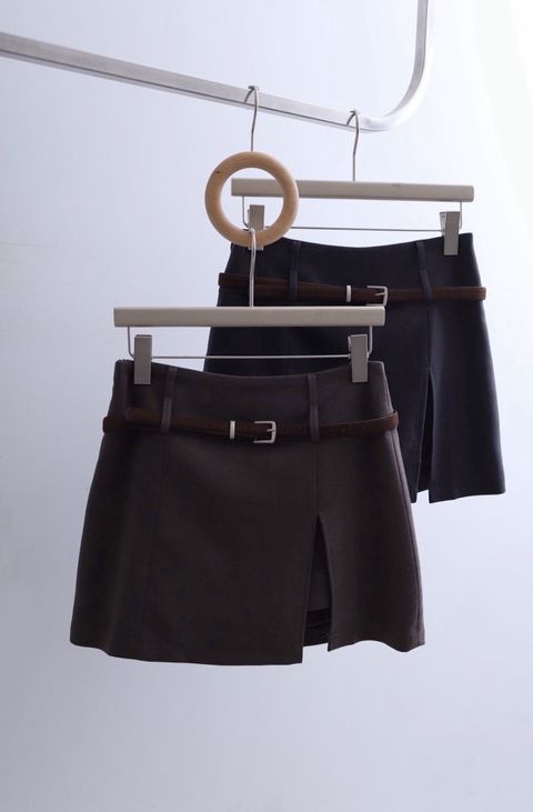 側開叉附皮帶褲裙2