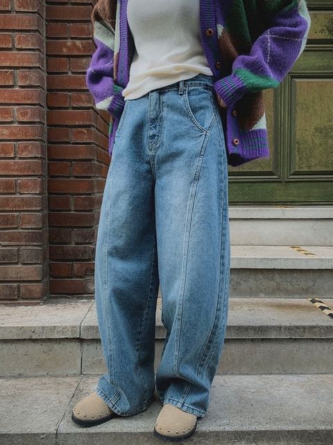 微弧度寬直筒牛仔褲01