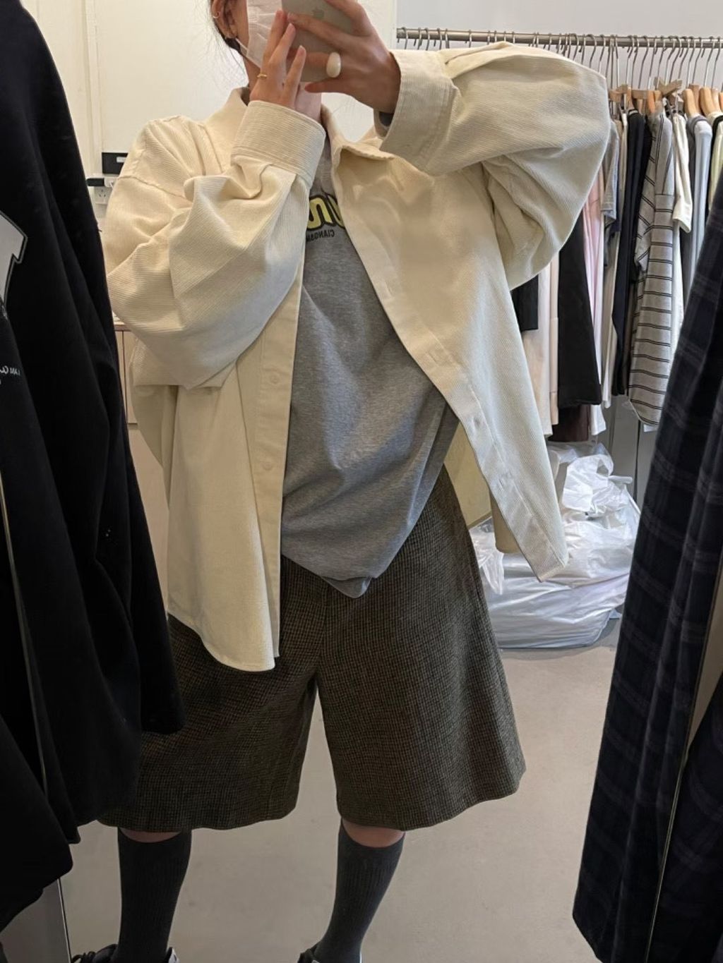 多色燈心絨長版襯衫3