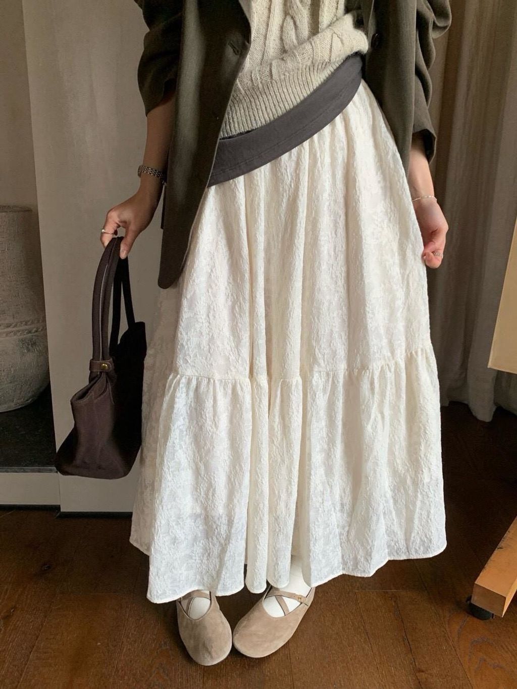 溫柔雕花鬆緊腰長裙1