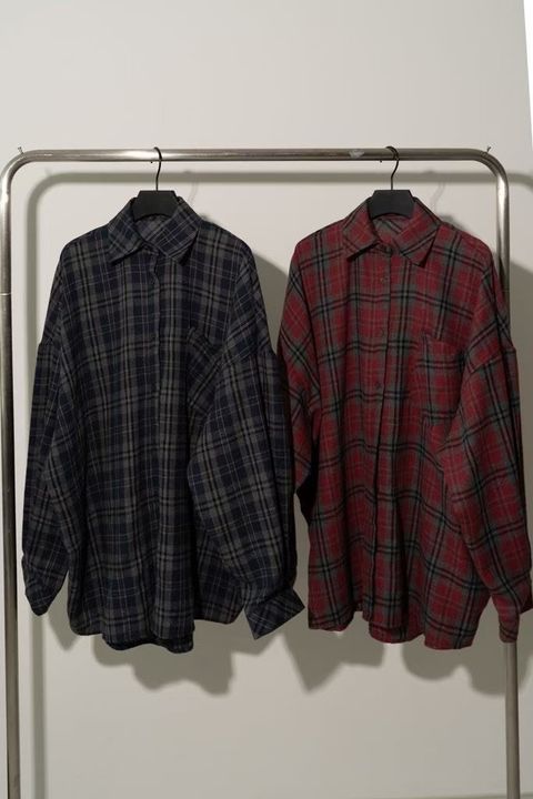 長版格紋襯衫2