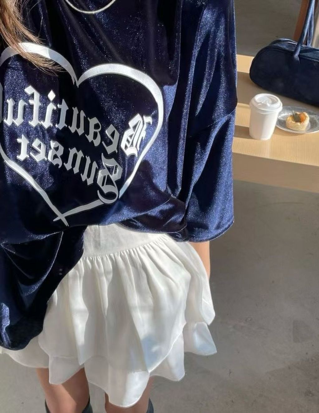 閃亮英字愛心絨毛Tee2