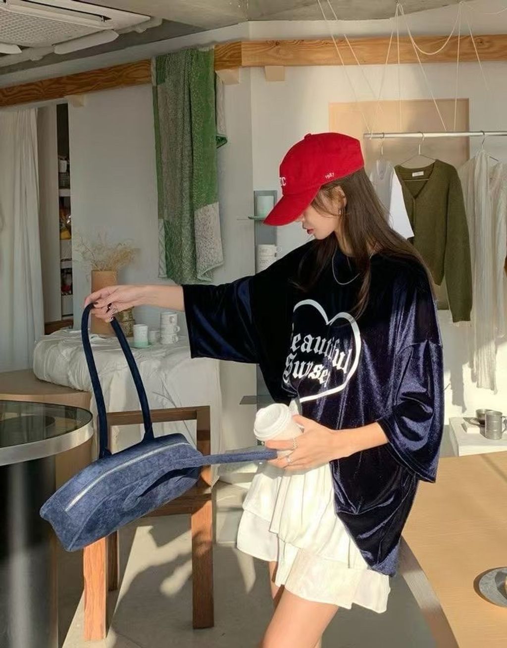 閃亮英字愛心絨毛Tee3