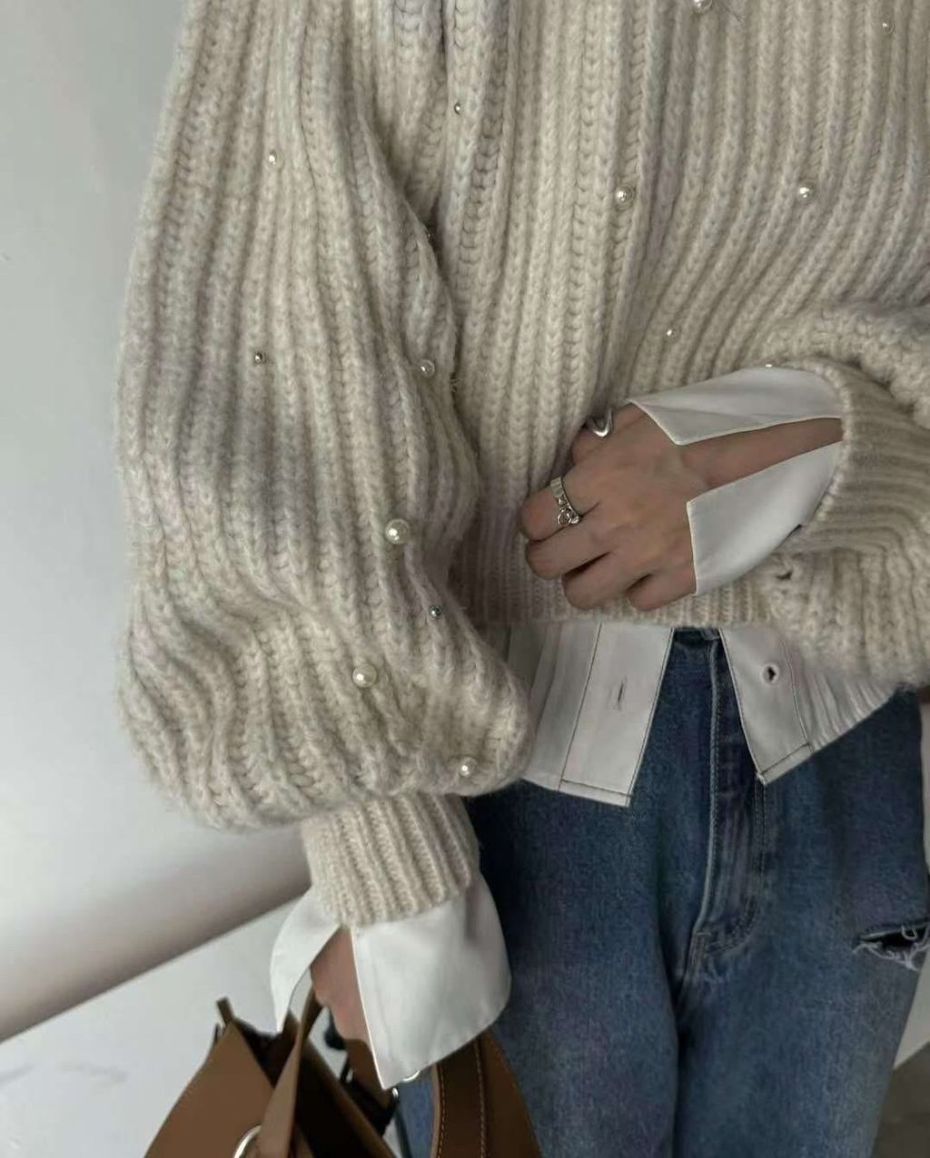 非常好看珍珠針織上衣3