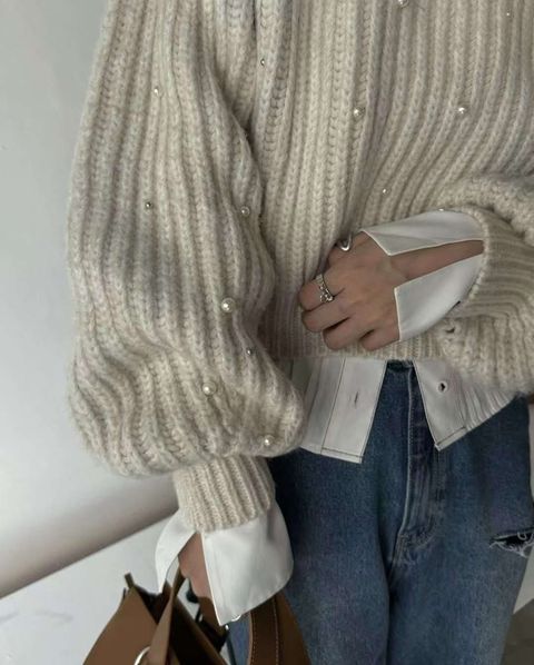 非常好看珍珠針織上衣3