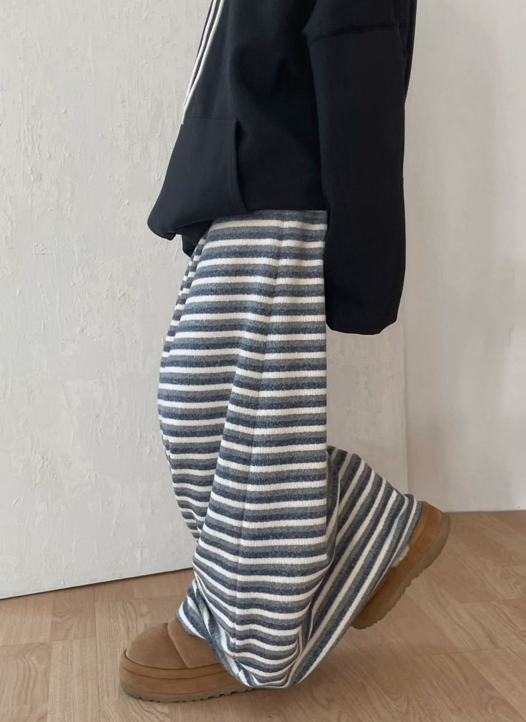 穿上變可愛的條紋長裙3