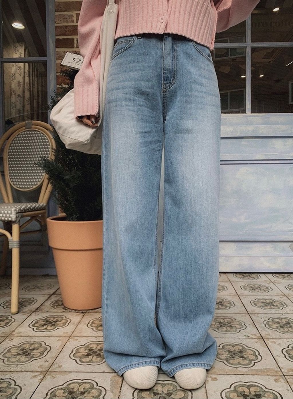 好看高腰寬牛仔褲1