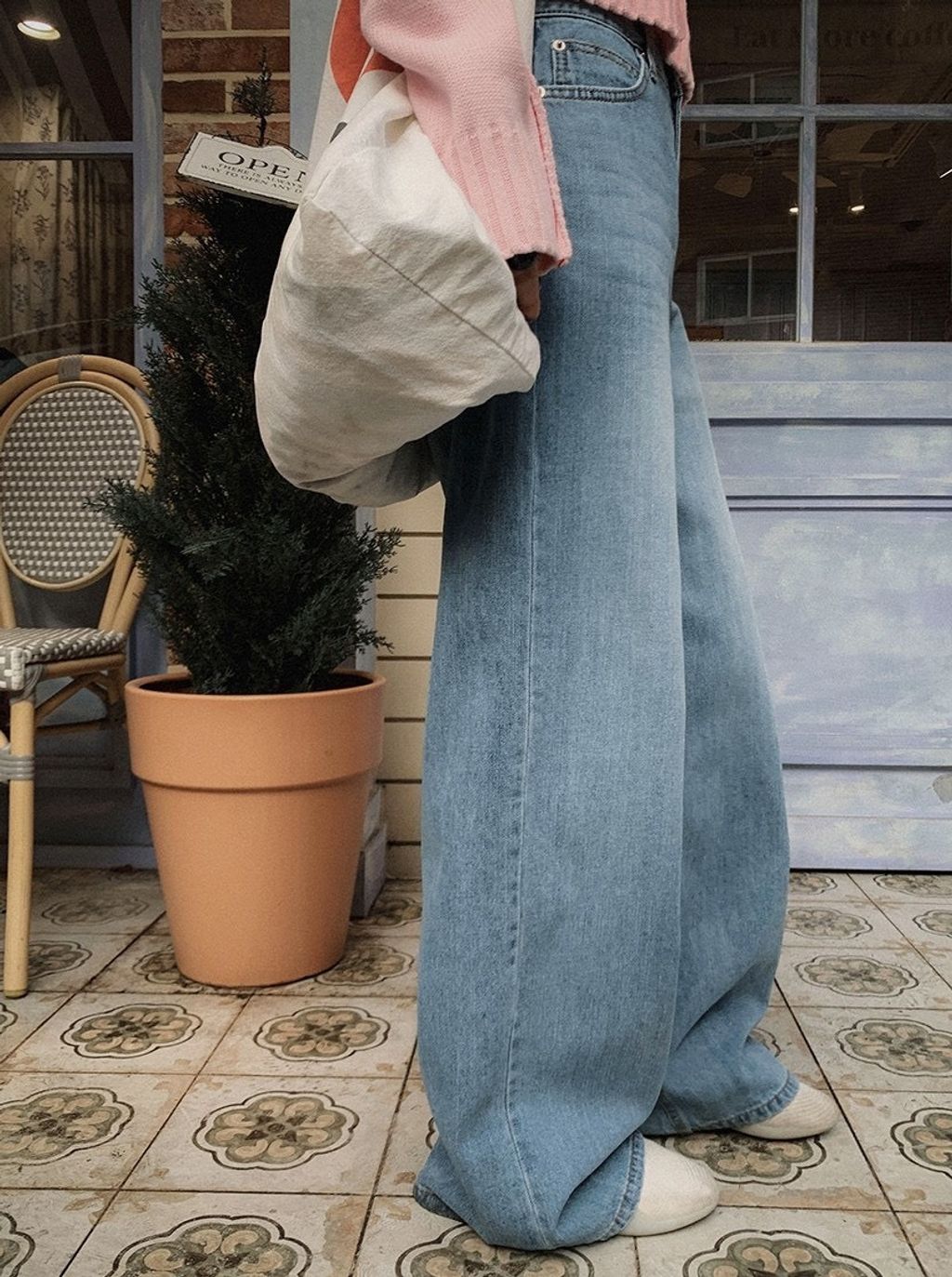 好看高腰寬牛仔褲3