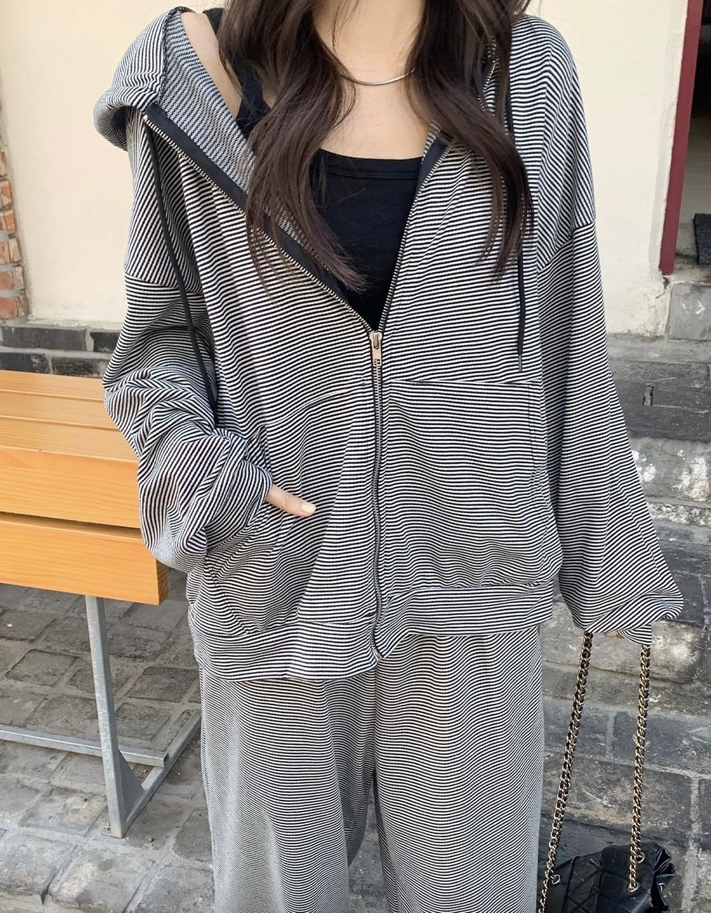 慵懶感條紋套裝3