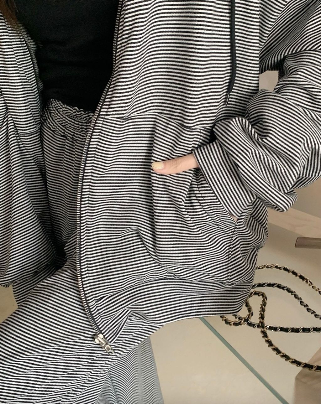 慵懶感條紋套裝4