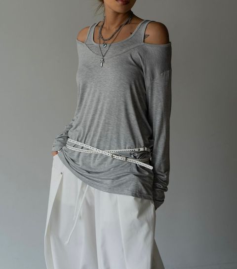 假兩件顯瘦露肩上衣2