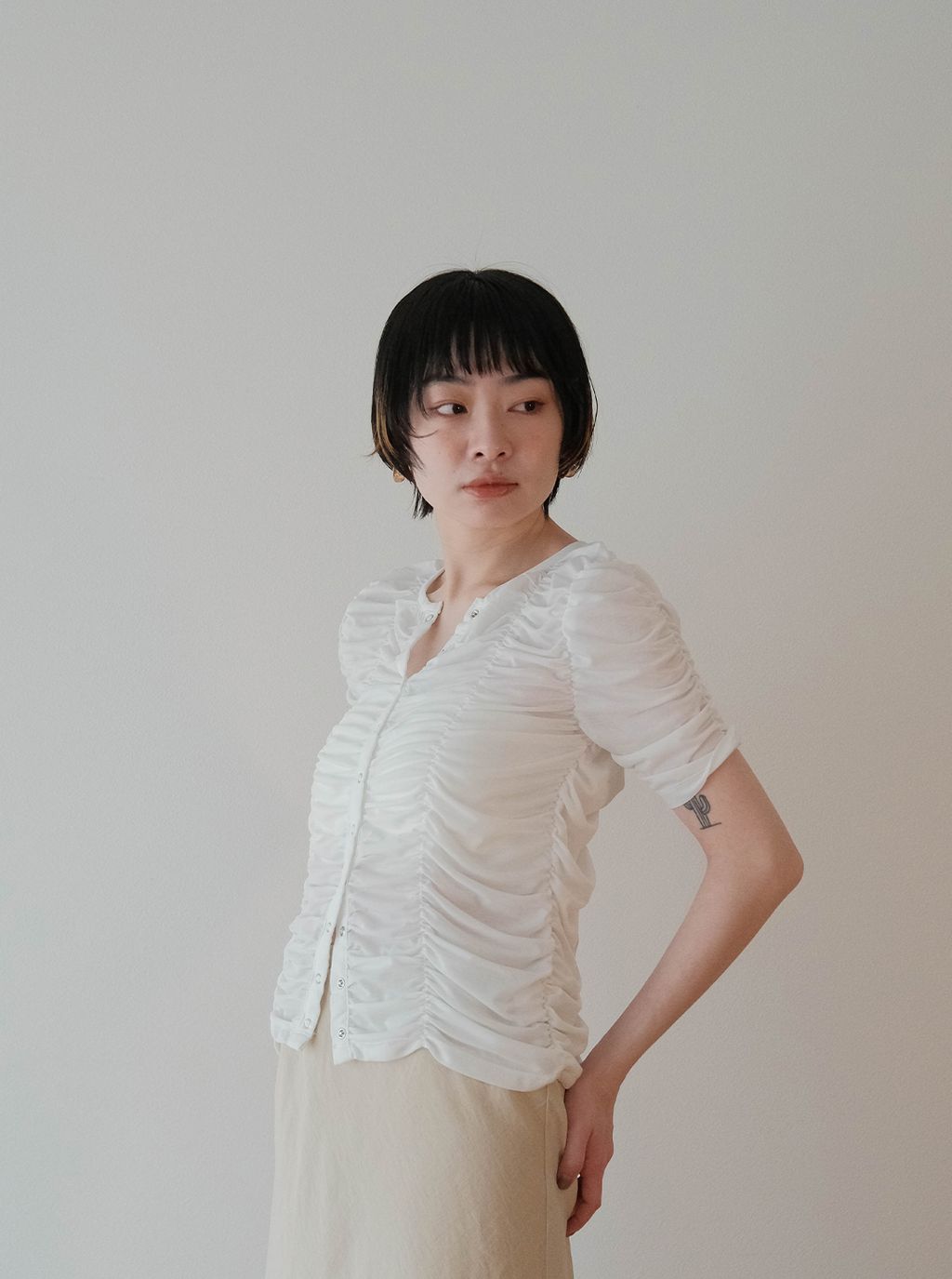泡泡感五分袖上衣_M5