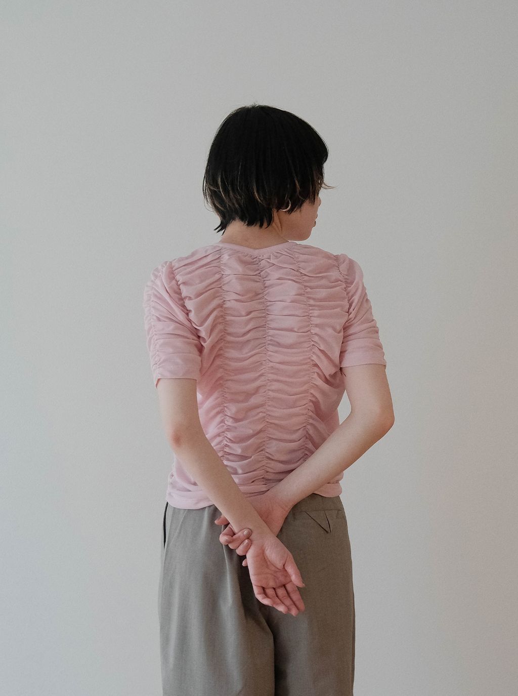 泡泡感五分袖上衣_M12