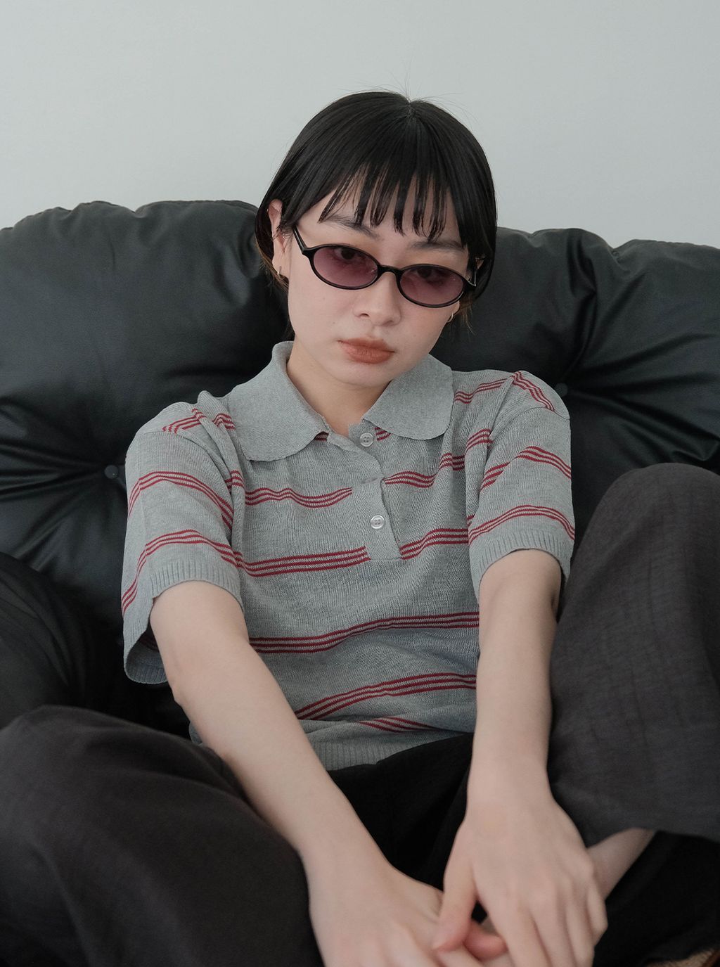 薄款線條POLO領上衣_M5