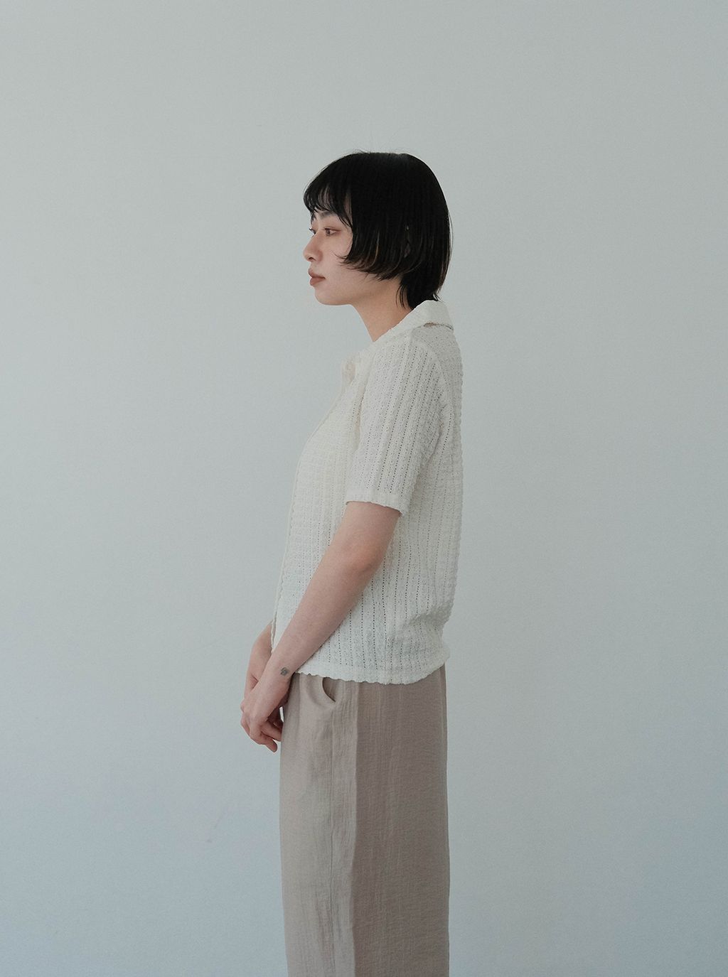 蕾絲鈕扣POLO上衣_M08