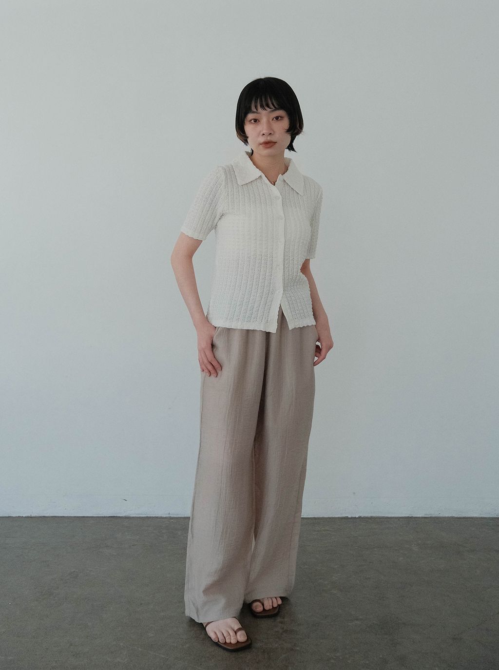 蕾絲鈕扣POLO上衣_M06