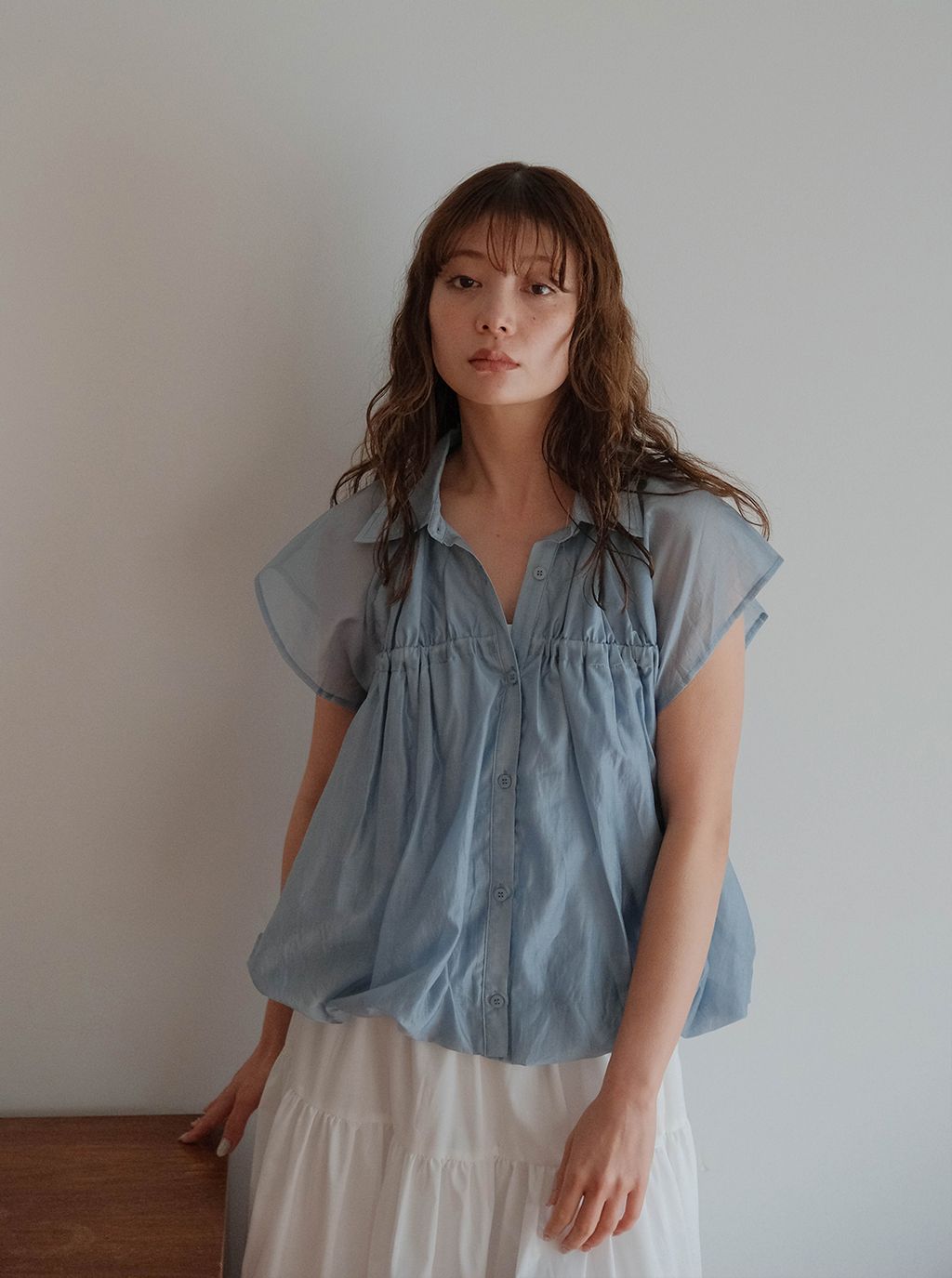 透明感澎澎花邊上衣_M03