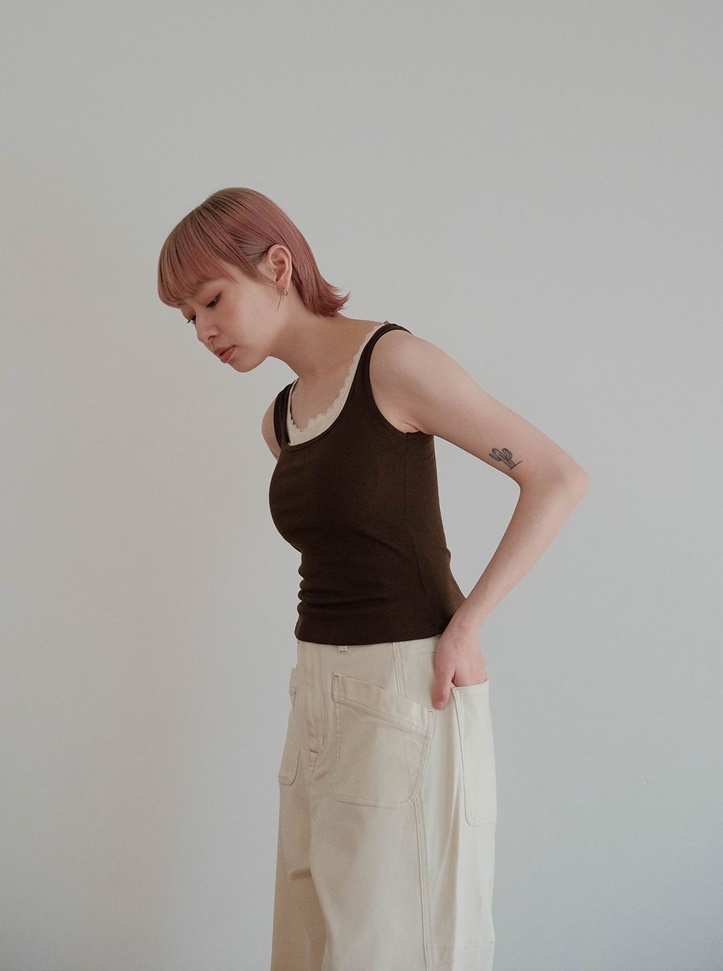 蕾絲拼接顯瘦方領坦克-Bra-top-背心M_02