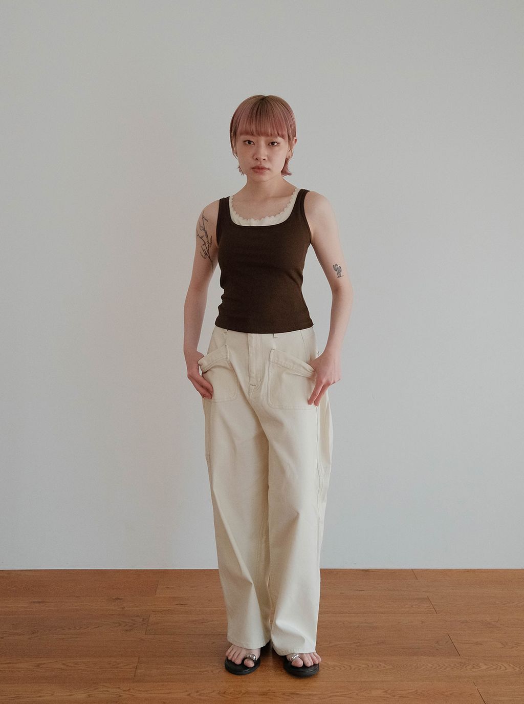 蕾絲拼接顯瘦方領坦克-Bra-top-背心M_03