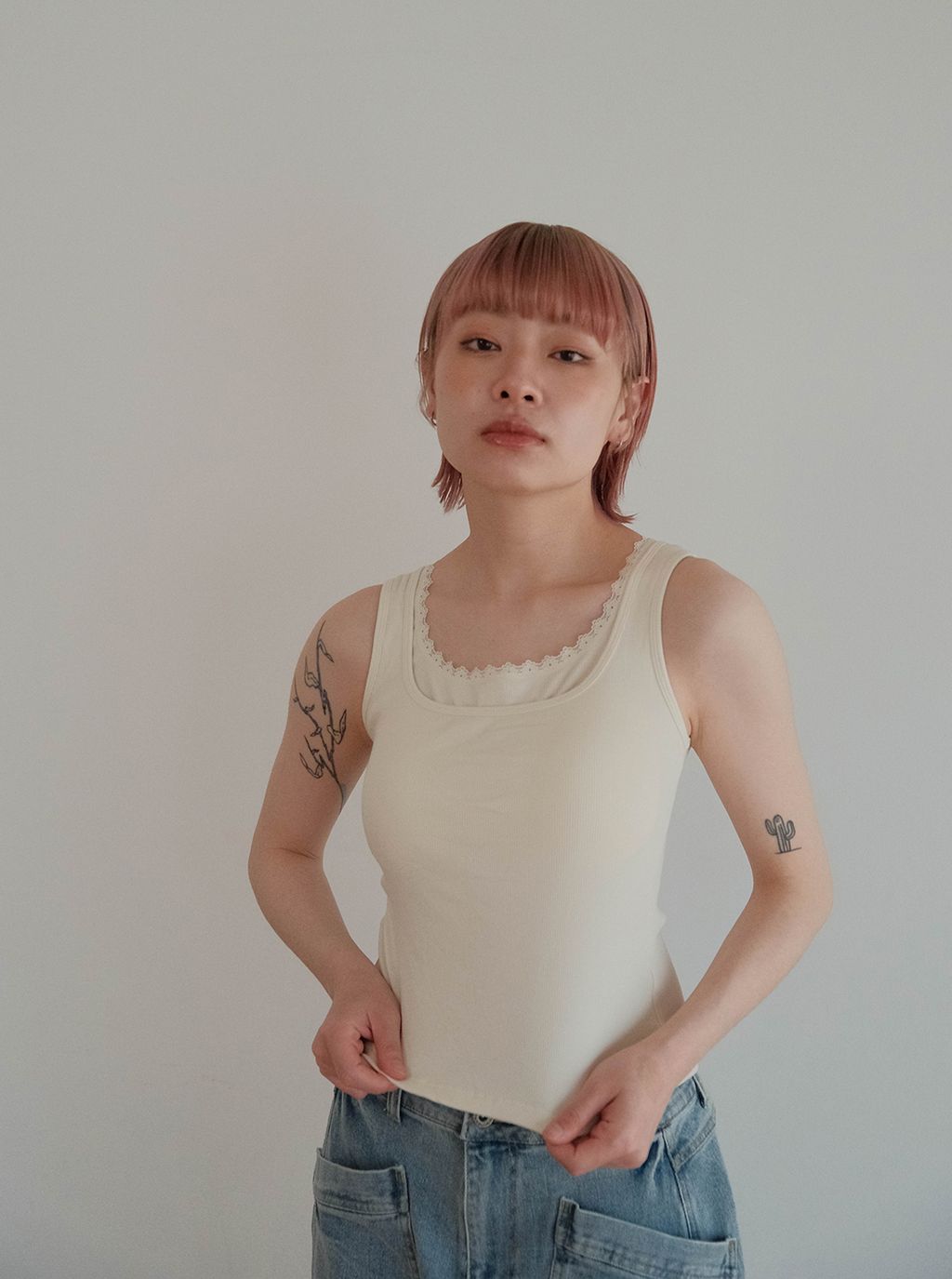 蕾絲拼接顯瘦方領坦克-Bra-top-背心M_09