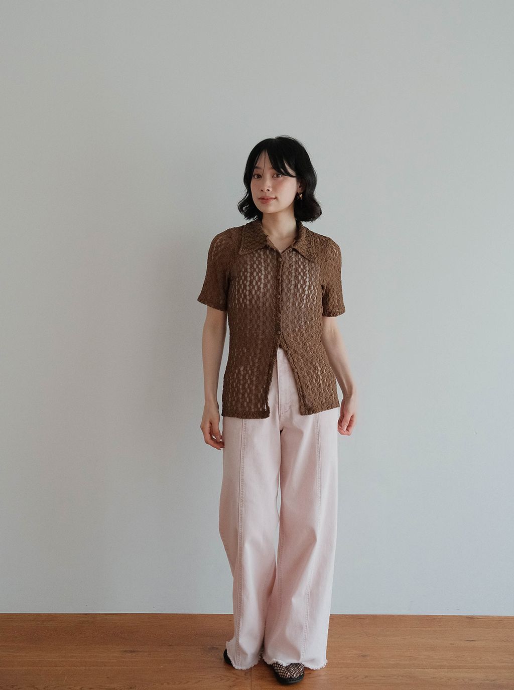 蕾絲鈕扣POLO上衣_M09