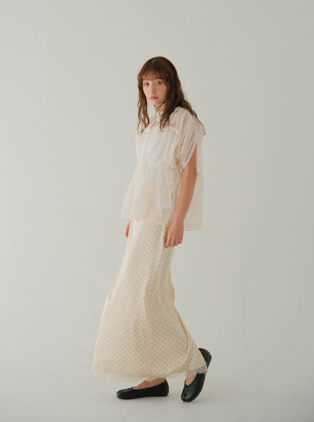 人氣款-點點拼接蕾絲長裙_M05
