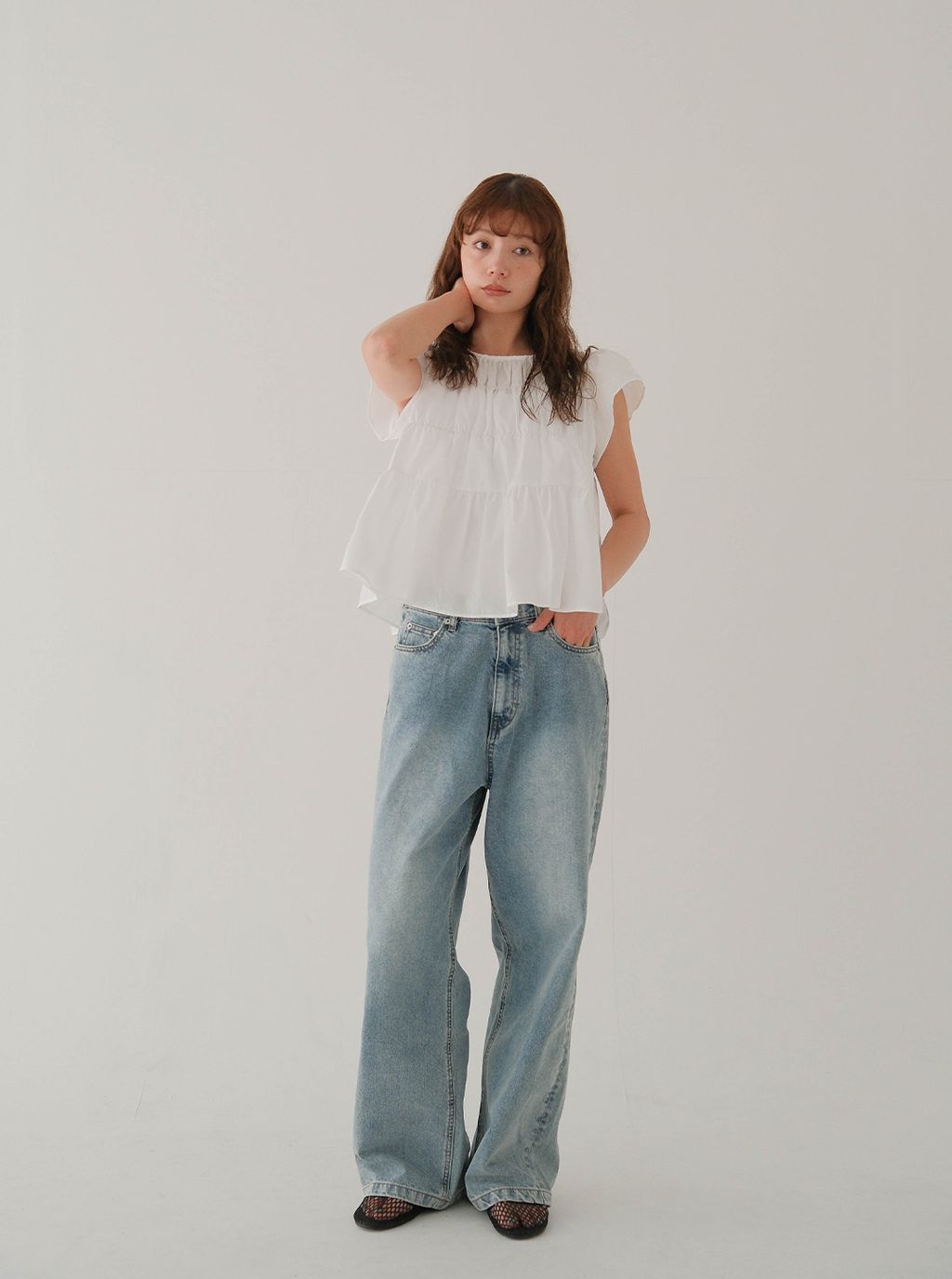 冷感夏季牛仔直筒寬褲_M11