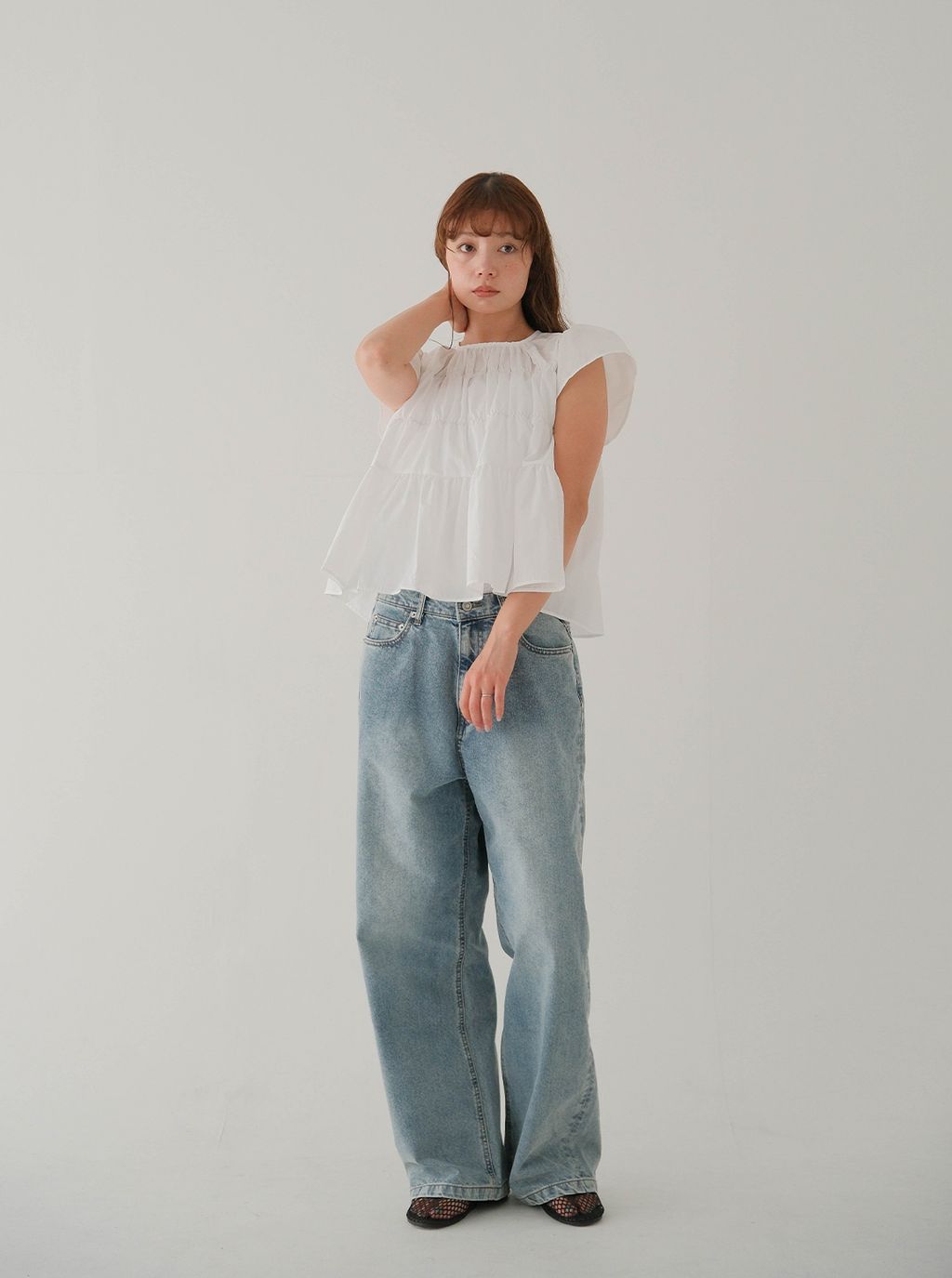 冷感夏季牛仔直筒寬褲_M08