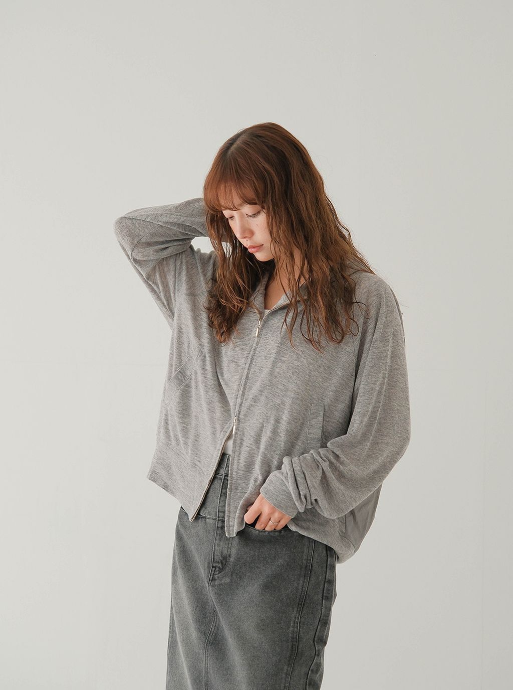 夏季異材質拼接連帽小外套_M08