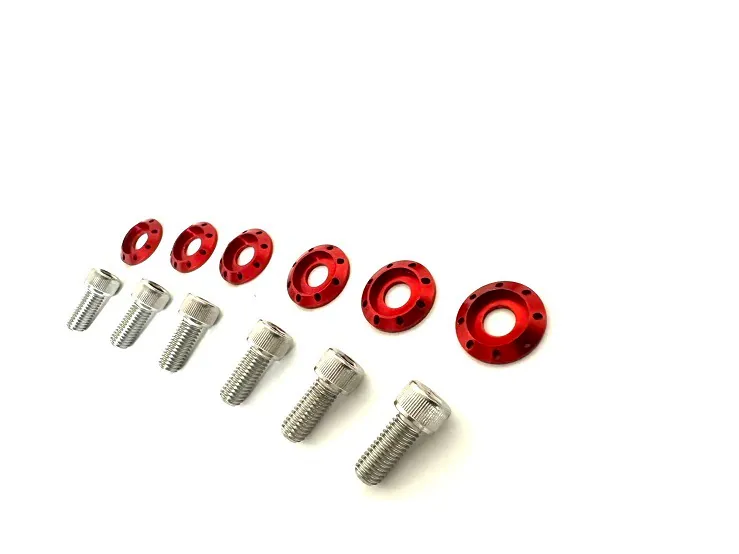 MaxCap BMW S58 Aluminum Upgrade Kit – Oil Cap and Coolant Cap Set Anodized Red, angled view