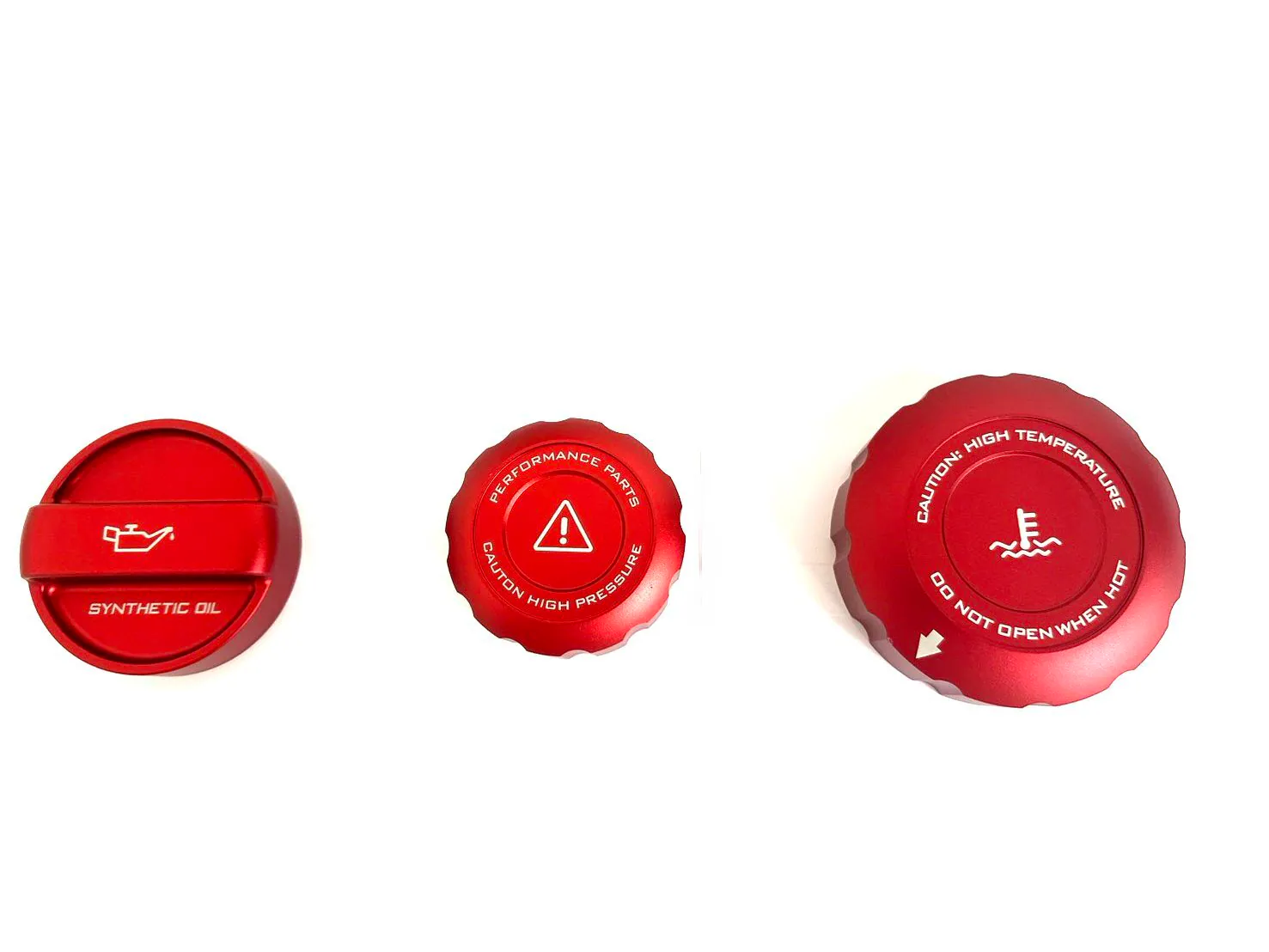 MaxCap BMW S58 Oil and Coolant Cap Covers Installed – Anodized Red Finish