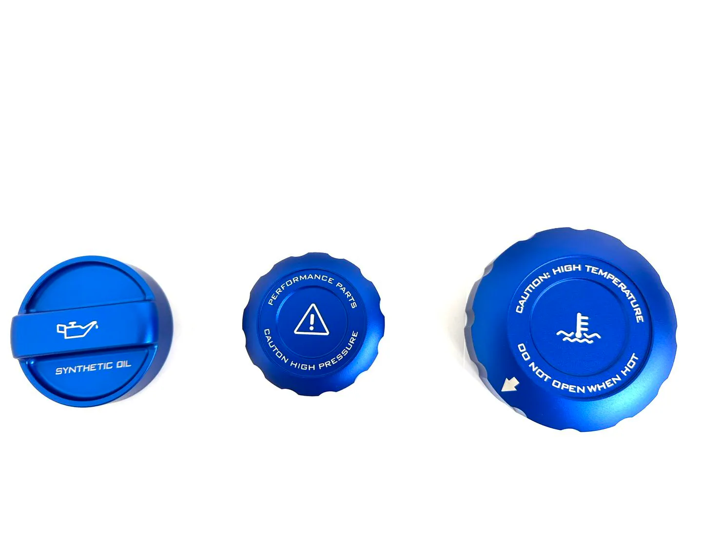 MaxCap BMW S58 Aluminum Oil and Coolant Cap Covers Installed – Anodized Blue Finish