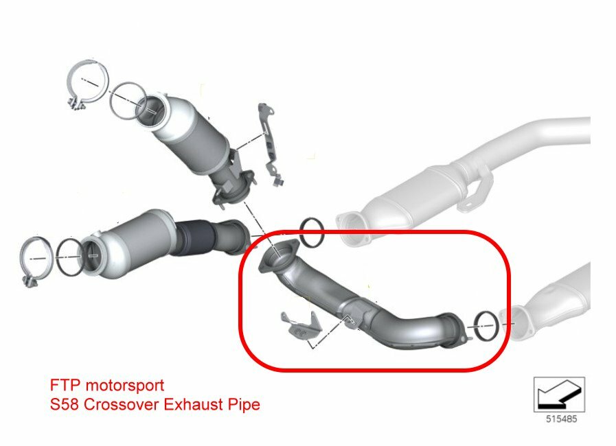 FTP BMW S58 G80/G82/G87 M2/M3/M4 Crossover Exhaust Pipe. 18328468990 (Intermediate pipe)