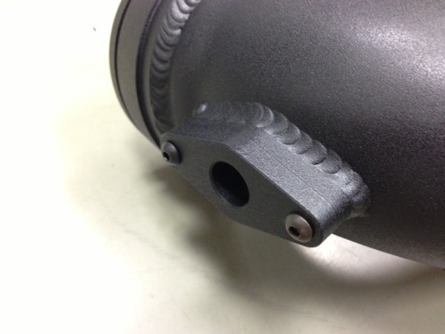 Close-up of CNC-machined MAP sensor flange on FTP intake pipe