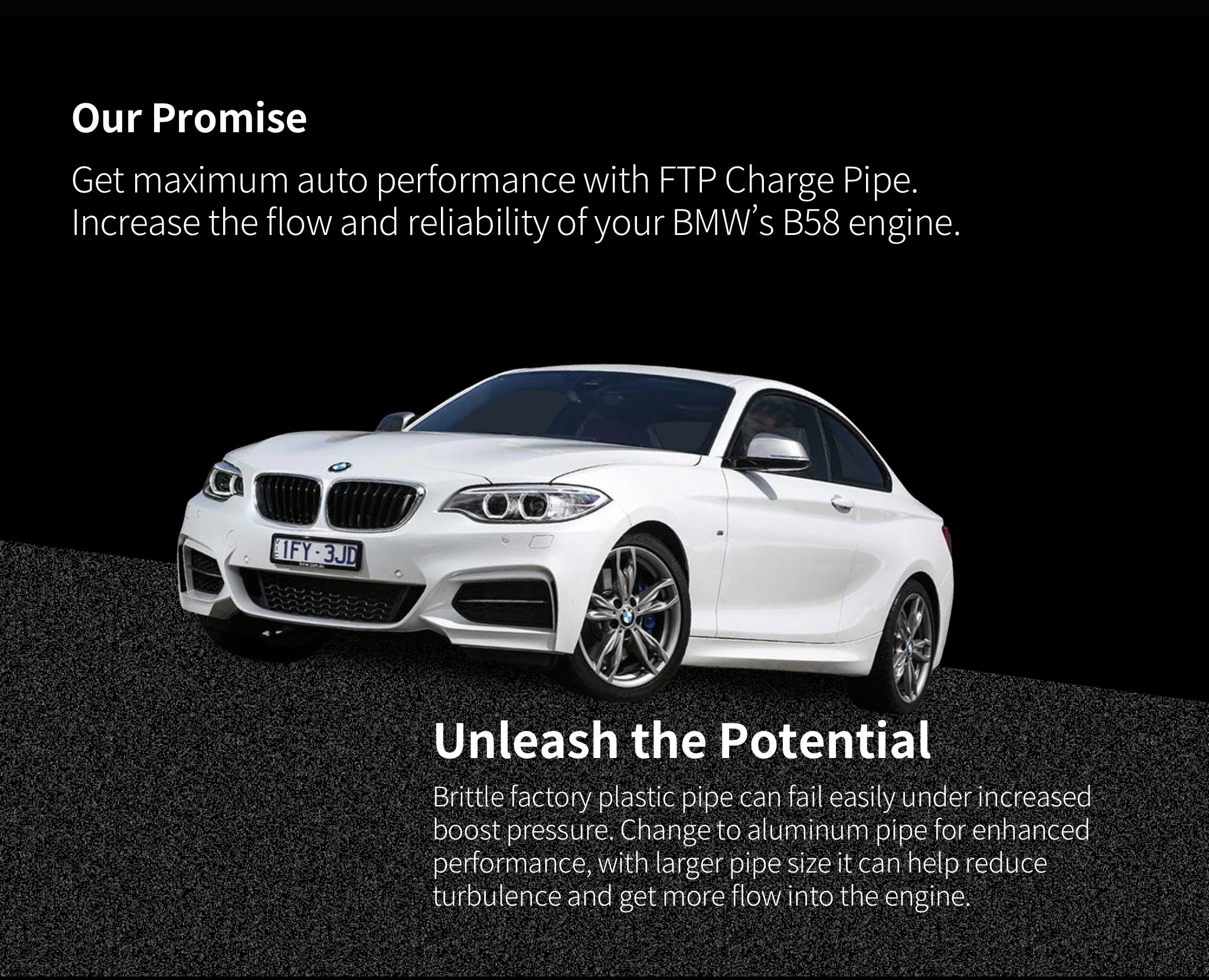 Aluminum charge pipe upgrade for BMW B58 engine