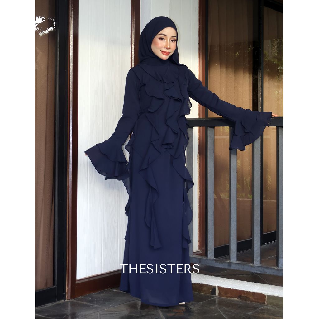 JPG COLOUR RUFFLE RAYA NAVYBLUE