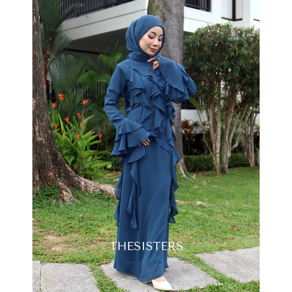 JPG COLOUR RUFFLE RAYA TEALBLUE