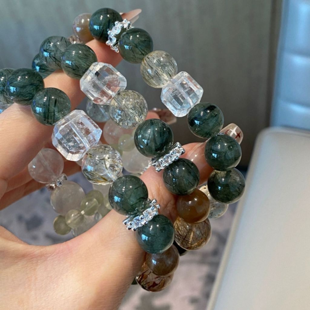 天然綠發晶黑金超手鍊2