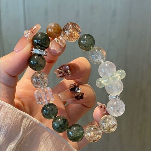 天然綠發晶黑金超手鍊