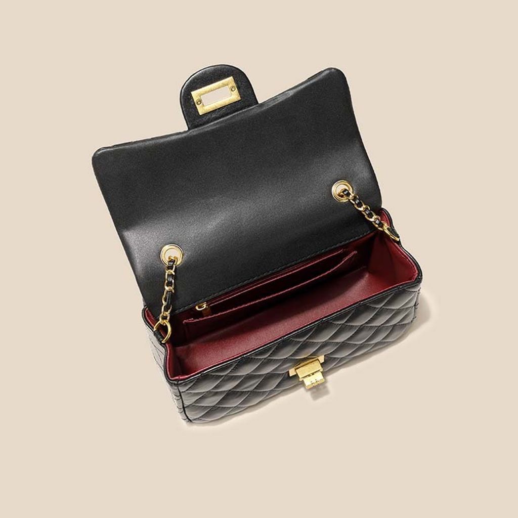 頭層牛皮小香風菱格金球鏈包2