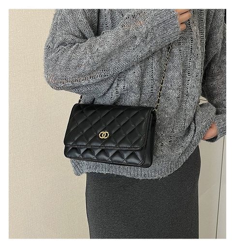 小香風頭層皮質菱格鏈條肩包斜背包小方包5