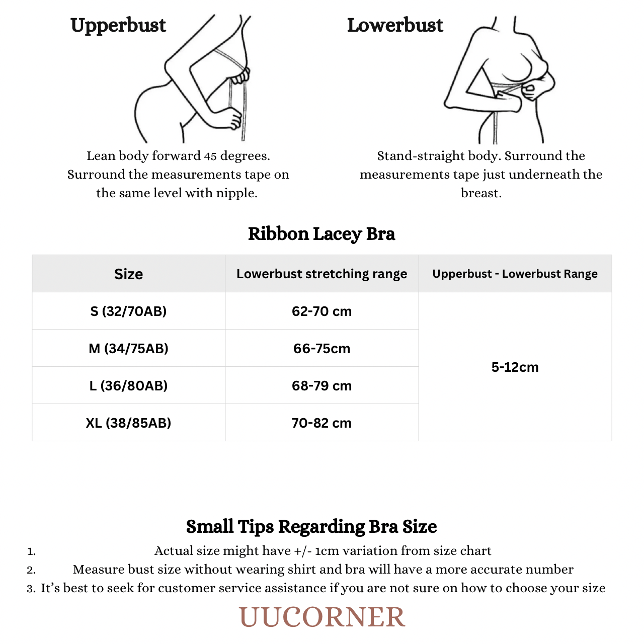 Ribbon Lacey Bra Size Chart