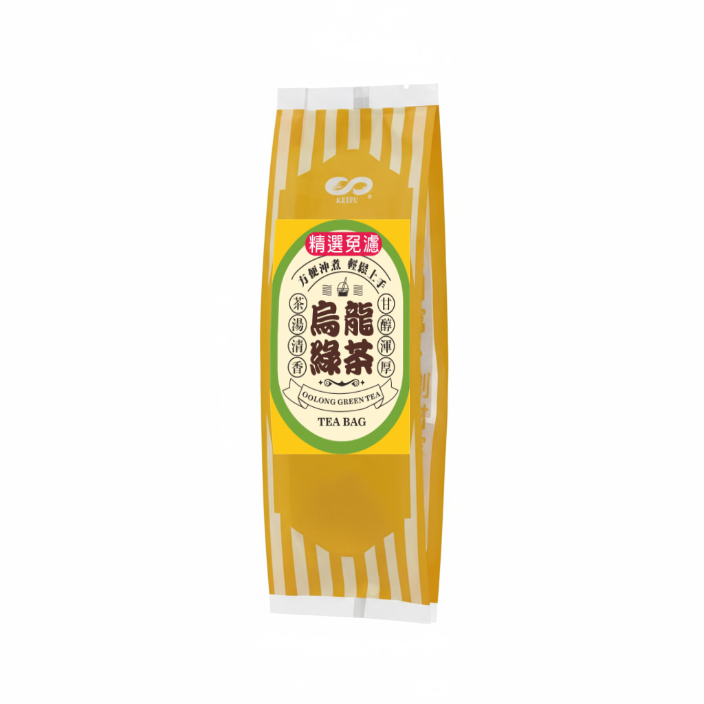 開富烏龍綠茶茶包二入裝側面產品包裝展示圖