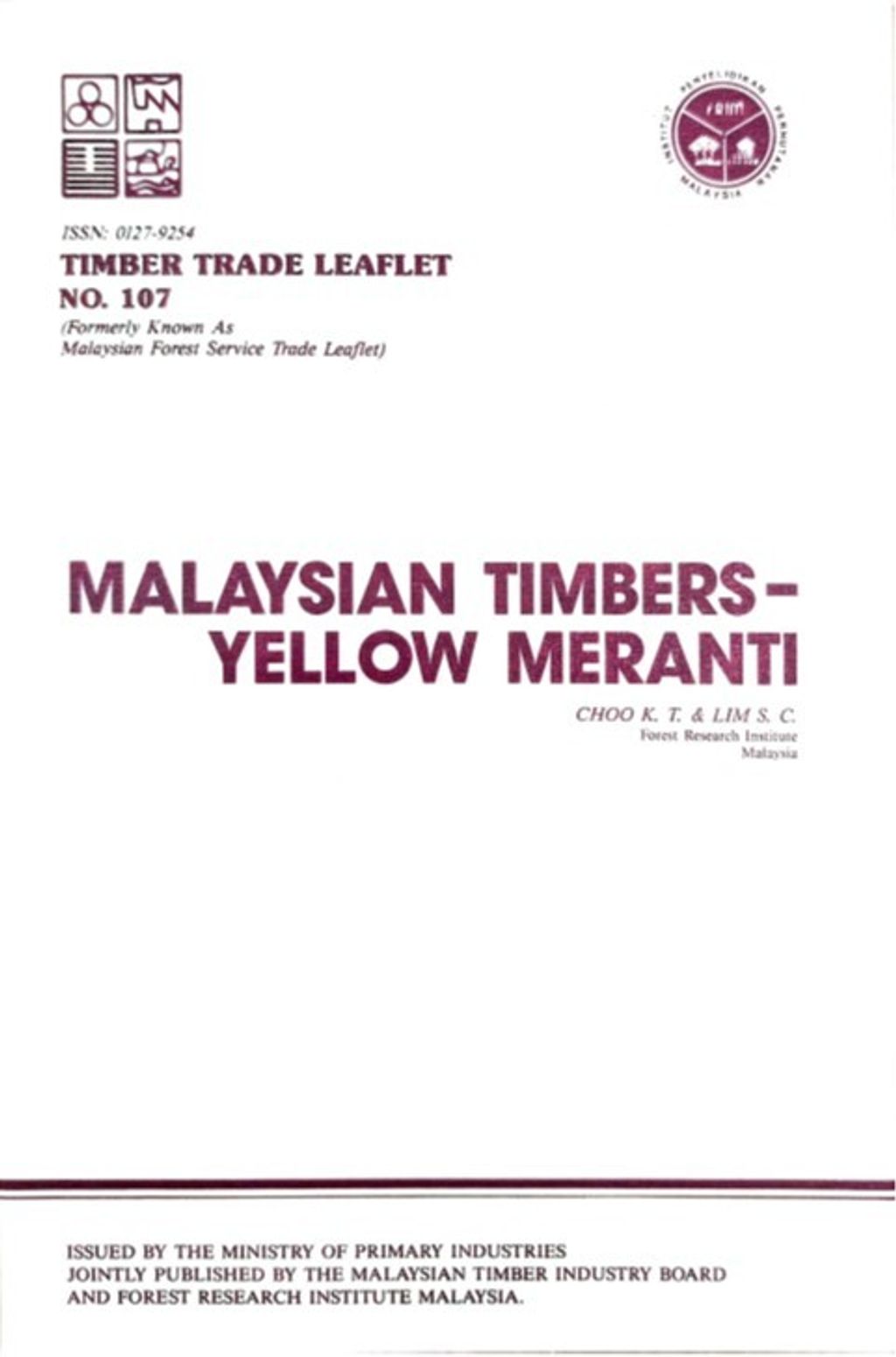 TTL 107 - Malaysian Timbers - Yellow Meranti 