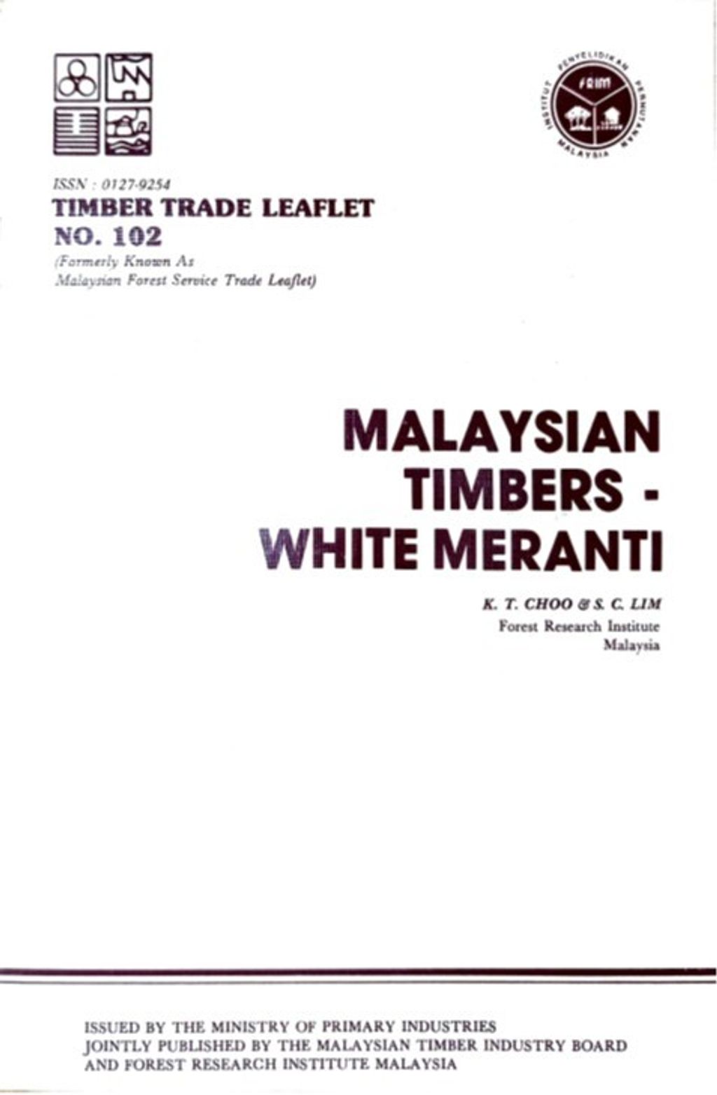 TTL 102  -Malaysian Timbers - White Meranti 