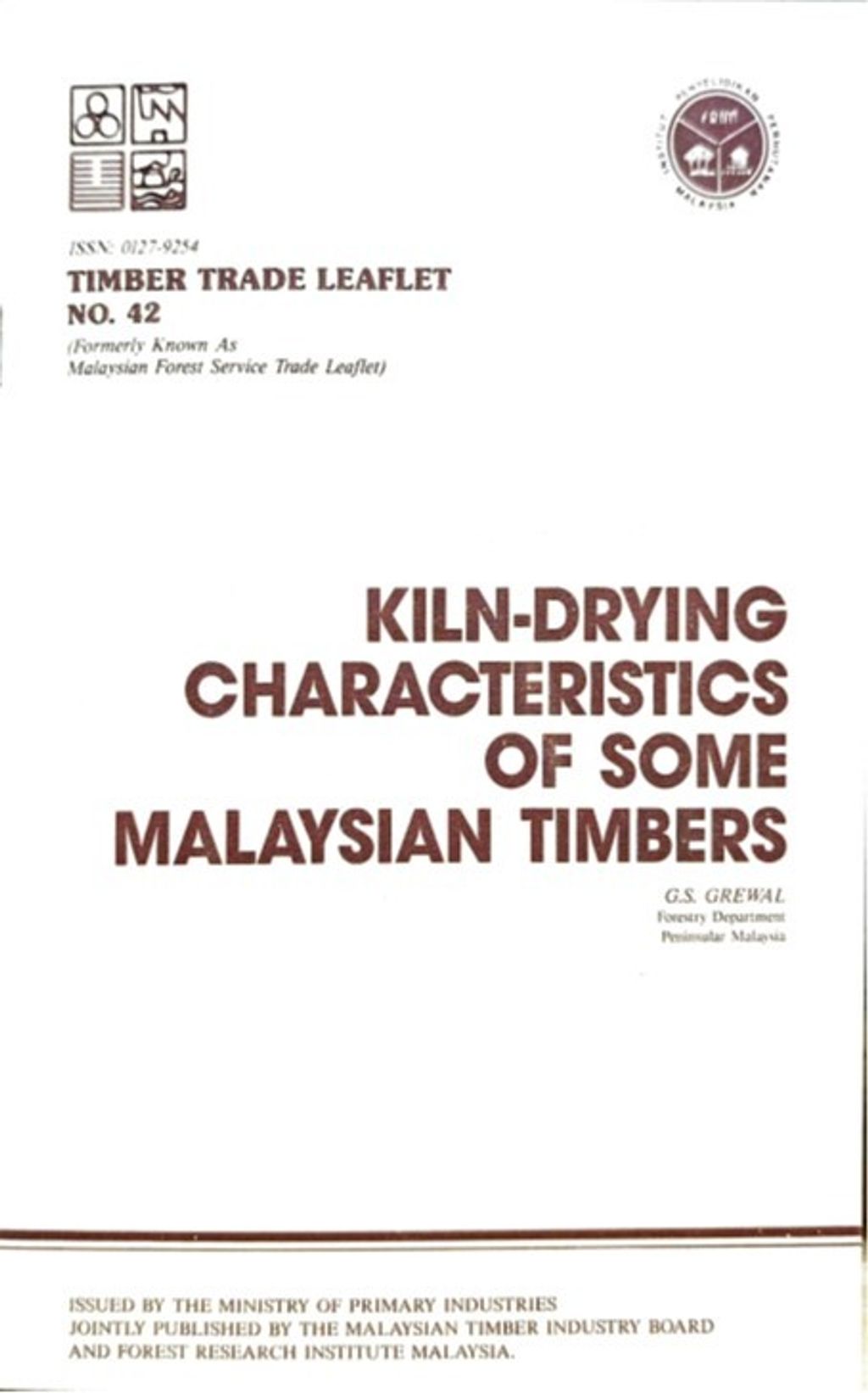 TTL 42 - Kiln Drying Characteristics Of Some Malaysian Timbers