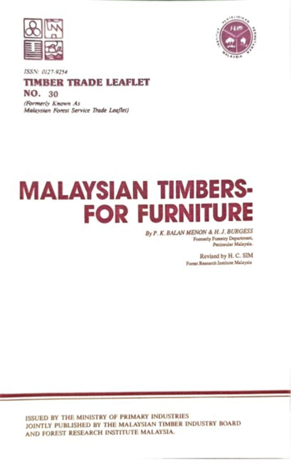 TTL 30 - Malaysian Timbers For Furniture 