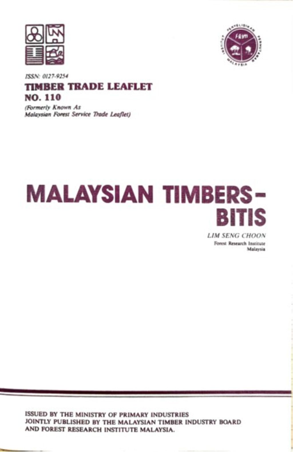 TTL 110 - Malaysian Timbers - Bitis 
